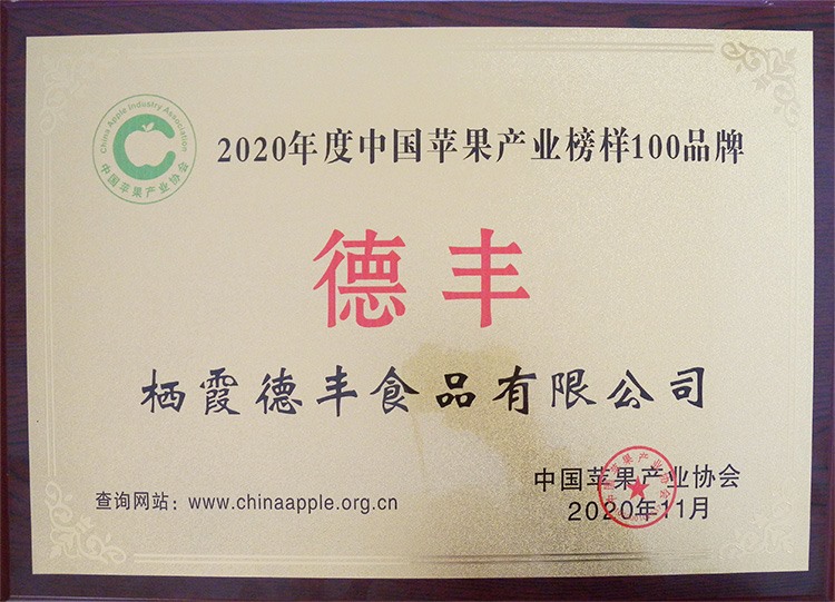 2020年度中國蘋果產業榜樣100品牌