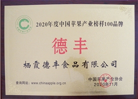 2020年度中國蘋果產業榜樣100品牌