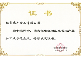 山東省農產品加工示范企業